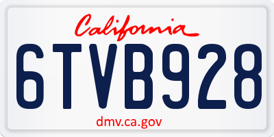 CA license plate 6TVB928