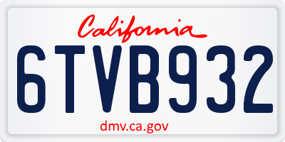 CA license plate 6TVB932
