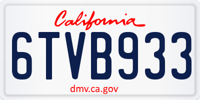 CA license plate 6TVB933