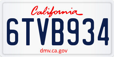 CA license plate 6TVB934