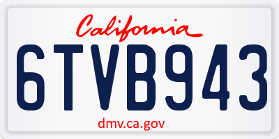 CA license plate 6TVB943