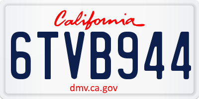 CA license plate 6TVB944