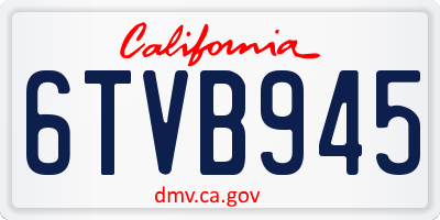 CA license plate 6TVB945