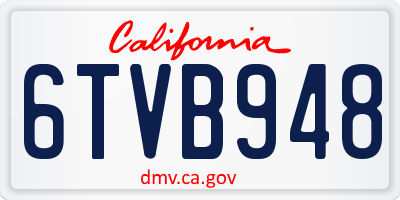 CA license plate 6TVB948