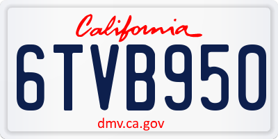 CA license plate 6TVB950