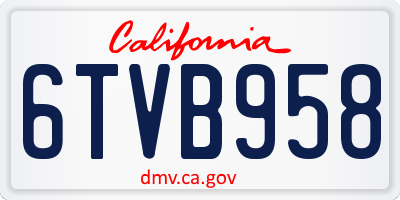 CA license plate 6TVB958