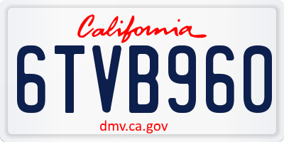 CA license plate 6TVB960