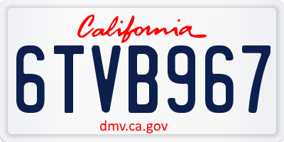 CA license plate 6TVB967