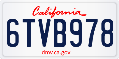CA license plate 6TVB978
