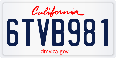 CA license plate 6TVB981