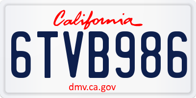 CA license plate 6TVB986