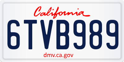 CA license plate 6TVB989