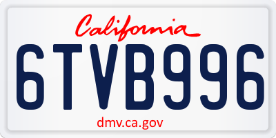 CA license plate 6TVB996