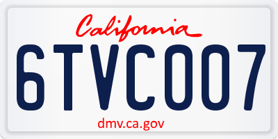 CA license plate 6TVC007