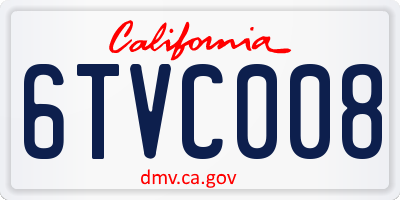 CA license plate 6TVC008