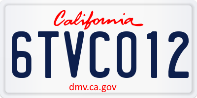 CA license plate 6TVC012