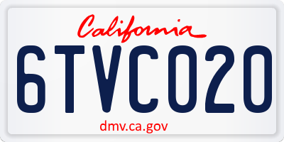 CA license plate 6TVC020