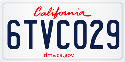 CA license plate 6TVC029