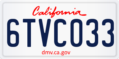 CA license plate 6TVC033
