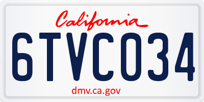CA license plate 6TVC034