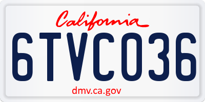 CA license plate 6TVC036