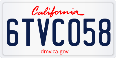CA license plate 6TVC058
