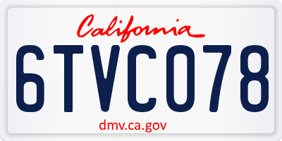 CA license plate 6TVC078