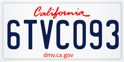 CA license plate 6TVC093