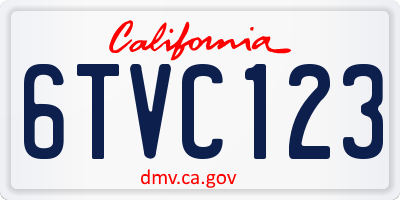 CA license plate 6TVC123