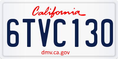 CA license plate 6TVC130