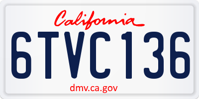 CA license plate 6TVC136