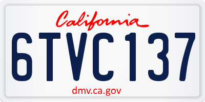 CA license plate 6TVC137