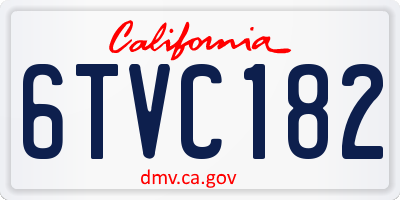 CA license plate 6TVC182