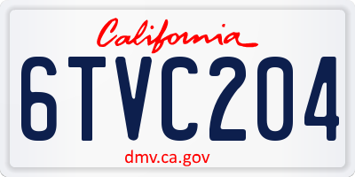 CA license plate 6TVC204