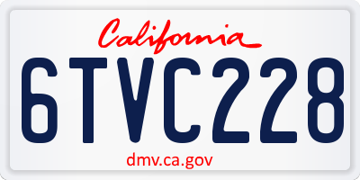 CA license plate 6TVC228