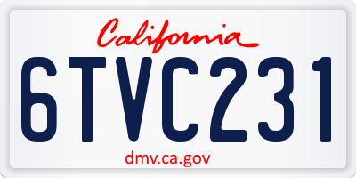 CA license plate 6TVC231