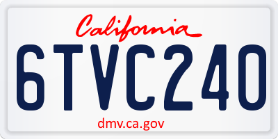CA license plate 6TVC240