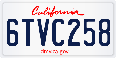 CA license plate 6TVC258