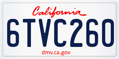 CA license plate 6TVC260