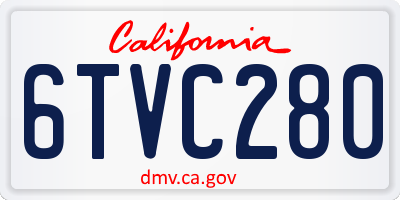 CA license plate 6TVC280