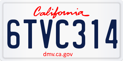 CA license plate 6TVC314