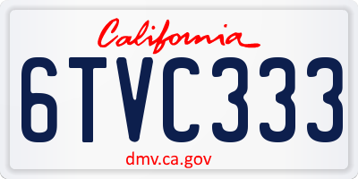 CA license plate 6TVC333
