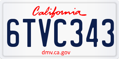 CA license plate 6TVC343