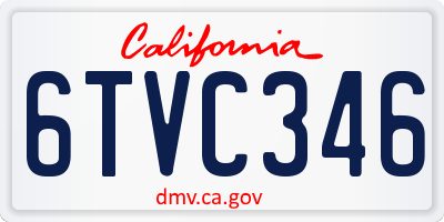 CA license plate 6TVC346