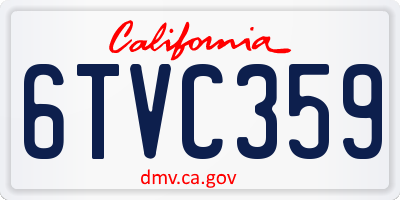 CA license plate 6TVC359