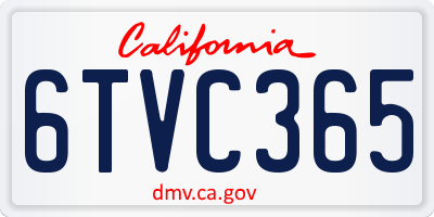 CA license plate 6TVC365