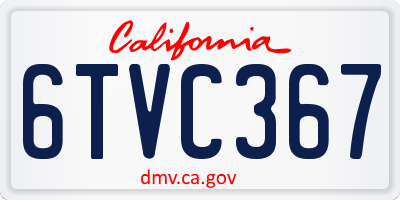 CA license plate 6TVC367