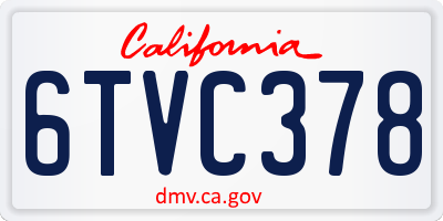 CA license plate 6TVC378