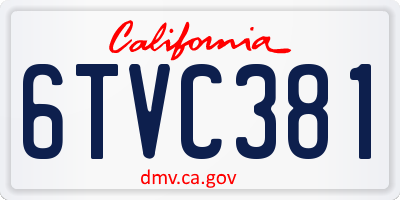 CA license plate 6TVC381