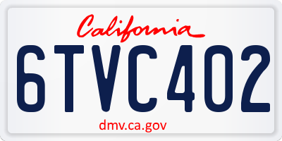 CA license plate 6TVC402